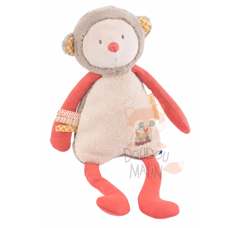  les papoums peluche singe orange beige 